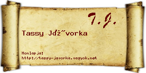 Tassy Jávorka névjegykártya